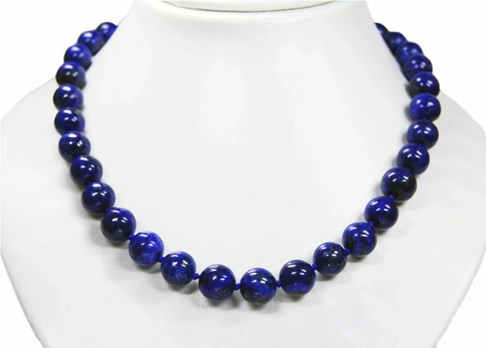 Edelstein Halskette Heilstein Lapislazuli Kugelform Ø-12 mm gekontet - Bild 2 von 4