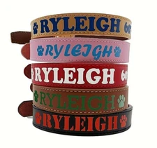 Sier Custom Personalized Basic Leather Dog Cat Collar Free Name Phone Number ID