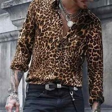 2025 Leopard Print Pattern Lapel Button men's Shirt 3D Printed Casual Fashion