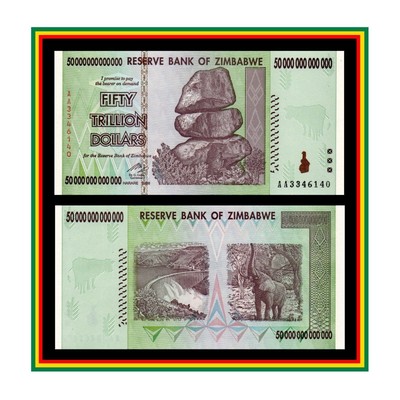 100 TRILLION ZIMBABWE DOLLARS UNCirculated CURRENCY BILLION Million 5 10 20 50