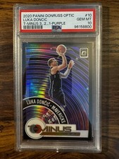 2020 Luka Doncic Panini Donruss Optic #10 T-Minus 3, 2, 1 Purple Prizm PSA 10!!!