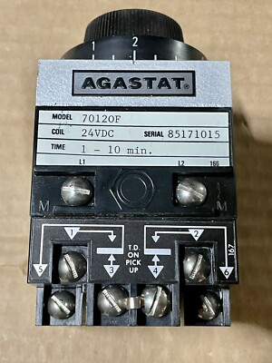 Agastat 70120F Time Delay Relay w/24VDC Coil, 1-10 Minutes, 120/240VAC 1/4 HP