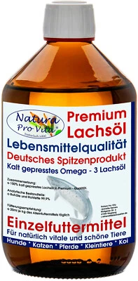 Lachsöl Hund Lebensmittelqualität natürlich und sehr rein Natura Pro Vita 0,5 L