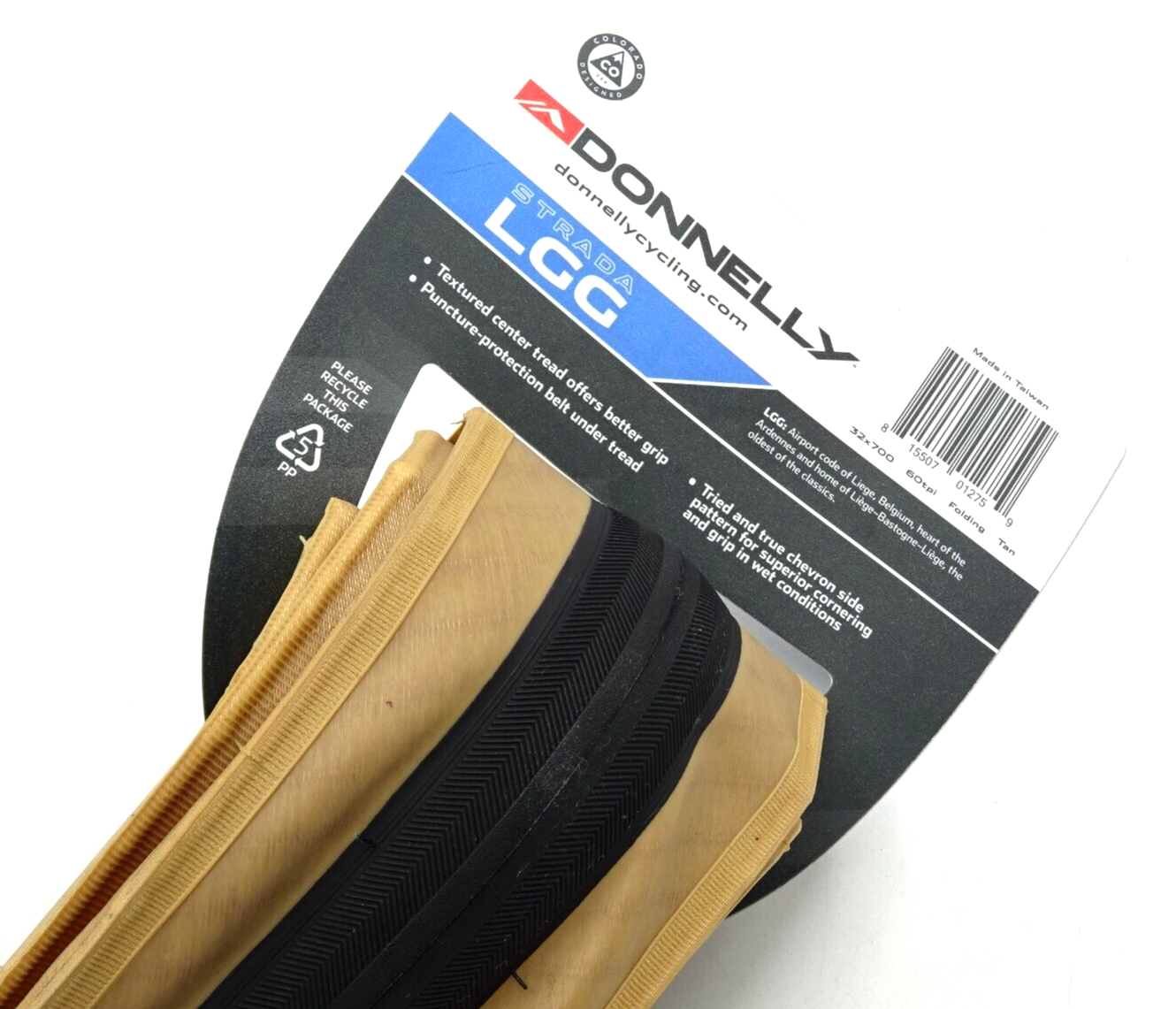 Donnelly Strada LGG 32x700c 60TPI Folding Road Bike Tyre Black/Tan