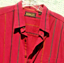 Mens Sz L Berkley Striped Long Sleeved Cotton Shirt Made in USA