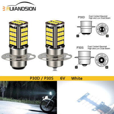 Ruiandsion P30D P30S LED Motorcycle Front Light Bulb Scooter DRL 6V White