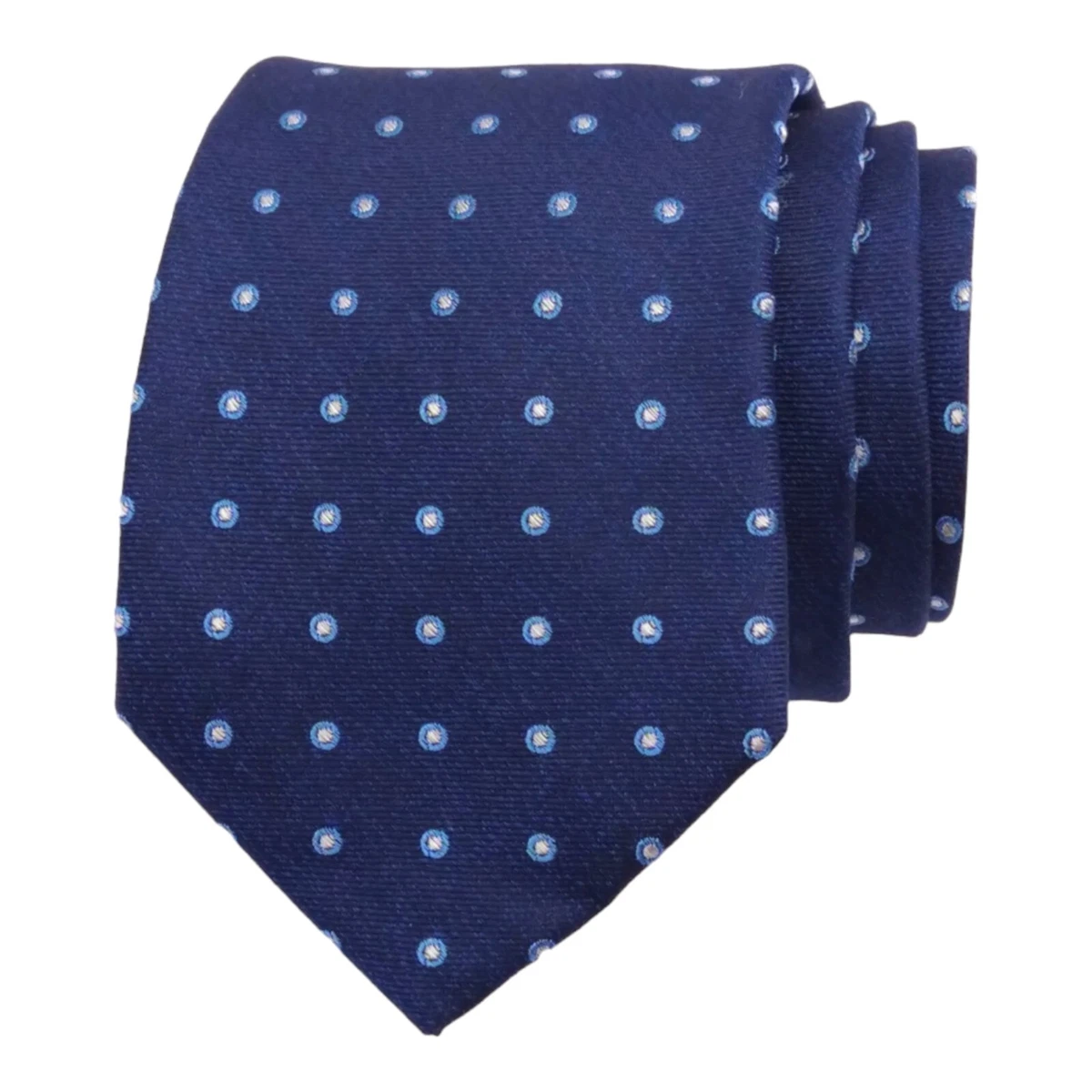 Nordstrom Rack Mens Slim Tie Navy Blue Polka Dot Silk Blend Narrow