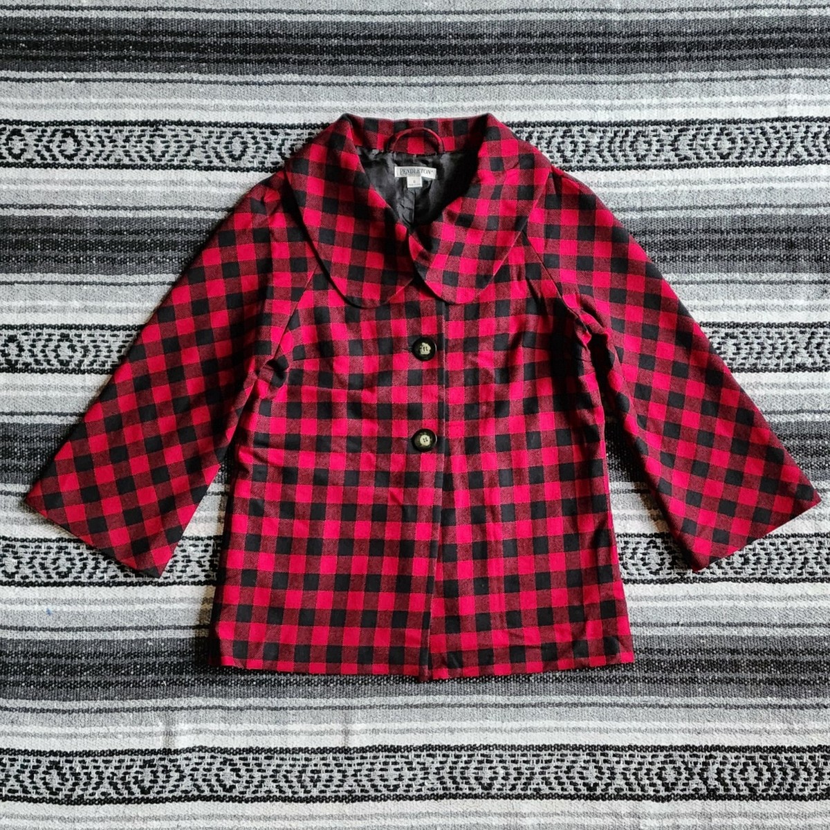 Vtg USA Pendleton Sz 6 Bell Sleeve Large Collar 100% Wool