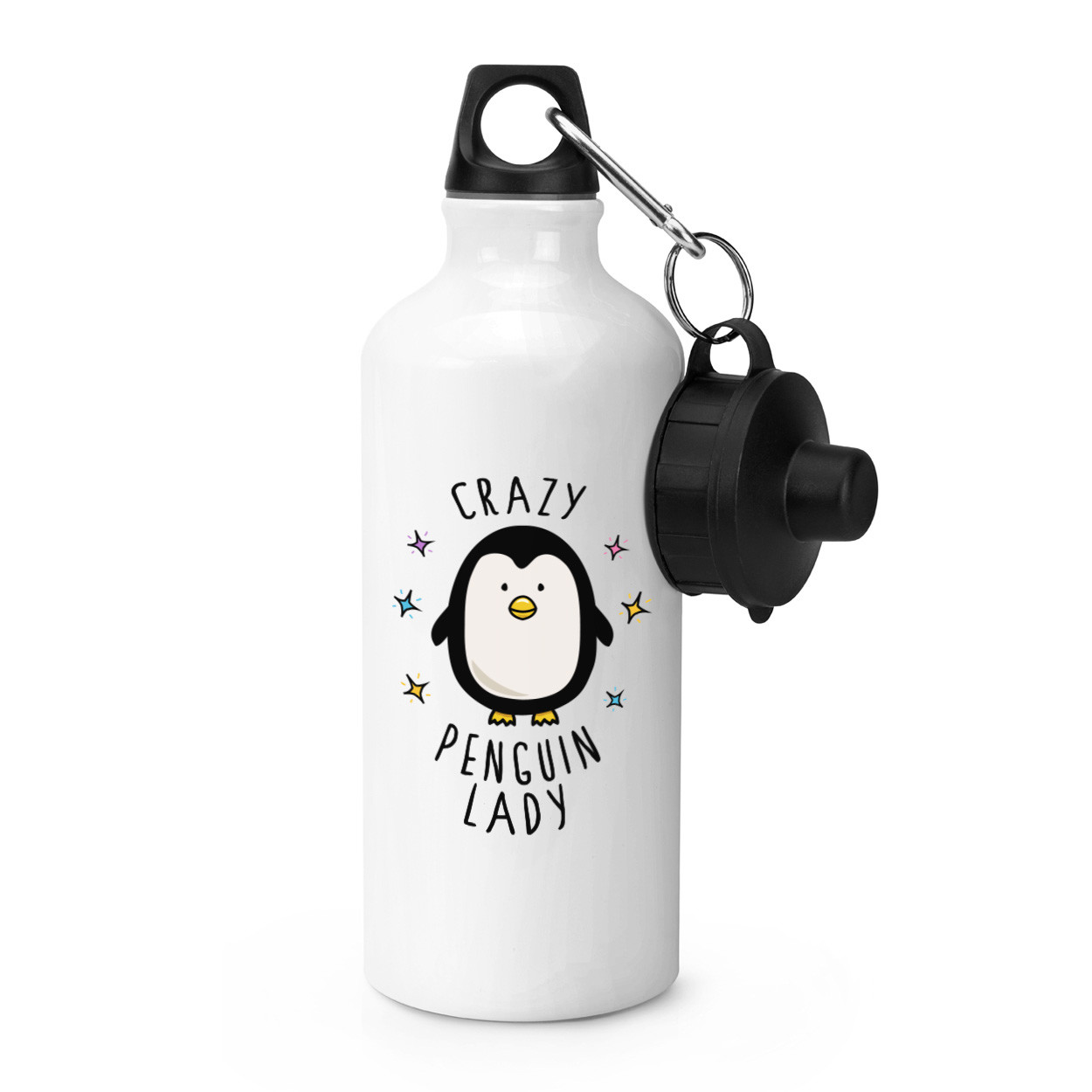 Crazy Penguin Lady Sports Bottle Drinks Camping Flask Water