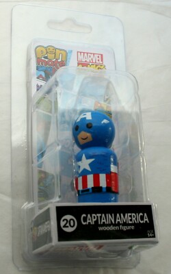 The Captain America Wooden Pin Mates Marvel Comics Figure Toy New NOS MIP 2017