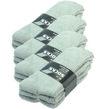 9 Pairs Mens Gray Solid Sports Athletic Work Crew Long Cotton Socks Size 10-13
