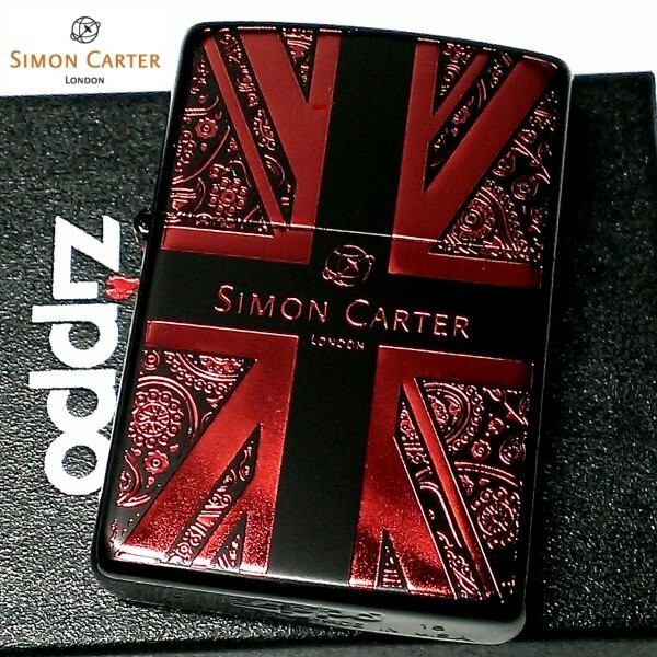 Zippo Simon Carter Paisley Union Jack Red Black Etching Sculpture Oil Lighter