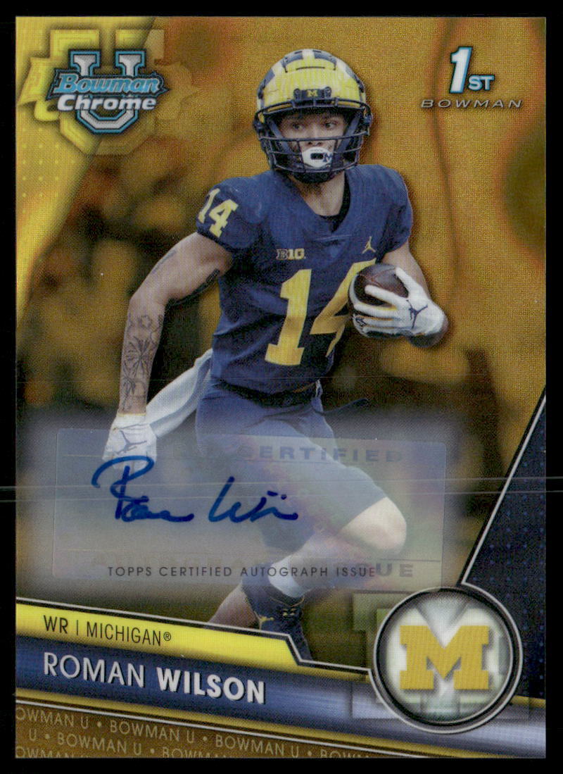 Roman Wilson 2023 Bowman Chrome University 1st Gold Refractor Auto /50 Michigan