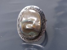 Vintage Navajo Sterling Silver Mother of pearl Oval band Ring size 6