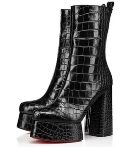 black croc platform boots