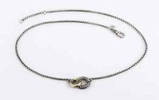 David Yurman Curb Link Sterling Silver 18 Mark Gold Necklace 17" Long, 12 Grams