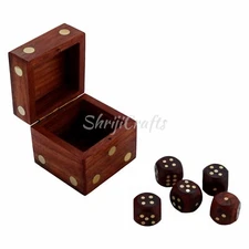 Indian Artisan Dice and Box Set, Handmade Wooden Toys and Games for Families