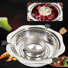 Stainless Steel Rotating Hot Pot Steamboat Double-layer Detachable Shabu Hot Pot
