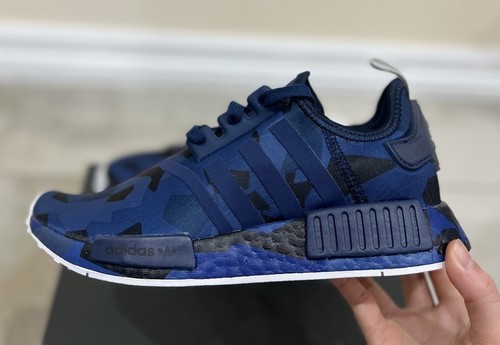 Adidas NMD R1 Geometric Camo Blue Boost Casual Shoes Mens Kids Size US 6 New ✅ - Picture 6 of 13