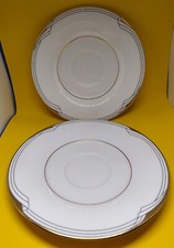 Noritake "Golden Cove" (2) Saucers #7719 Gold Trim Art Deco Look Japan MINT