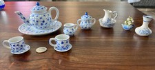 Vintage 14 Pc Porcelain Miniature Tea Set Floral  Tea Cup Vase  Vase  Wash