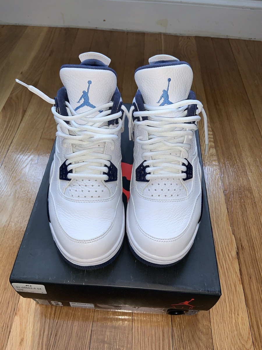 Air Jordan 4 Retro Navy Columbia Mens Sneakers Size 8 2015