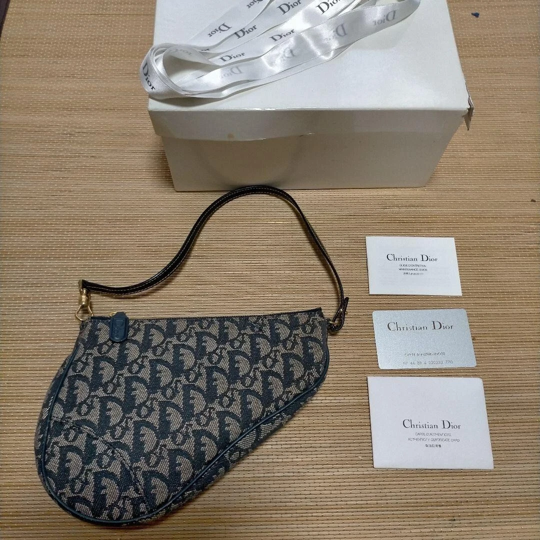 Sacoche selle trotteur Christian Dior une épaule toile marine occasion made in Spain