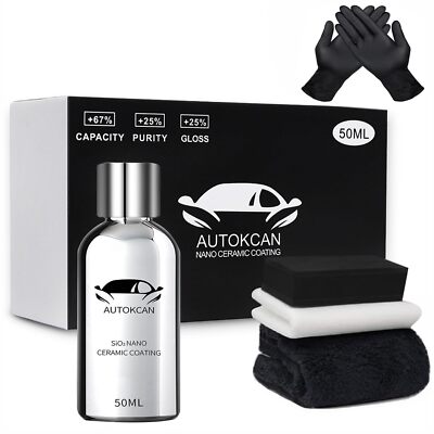 Autokcan 10H Nano Ceramic Coating for Cars 50ML High Gloss Anti-Scratch SiO2 ...
