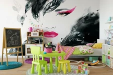 3D Graffiti Girl Wallpaper Wall Mural Removable Self-adhesive Sticker798