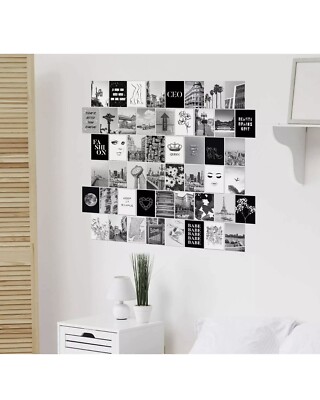 Artivo Black White Wall Collage Kit, 50 Set 4x6 inch, Bedroom Decor Teen Girls