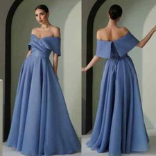 Organza Evening Dresses Off The Shoulder Backless Pleated Party Prom Gowns New
