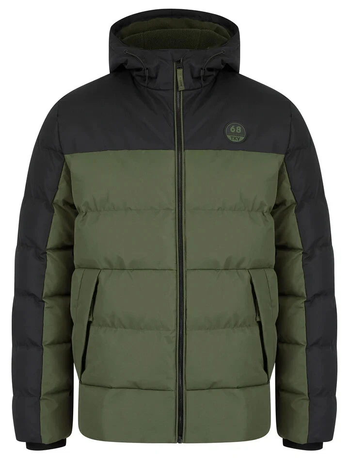Tokyo Laundry winter puffer Jacket Men coat Hooded Quilted fishing carp green XL