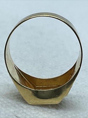 HANDMADE 17K Yellow Gold Green Agate & White CZ CUSTOMIZED SIGNET PINKY Ring3.9g - Picture 9 of 24