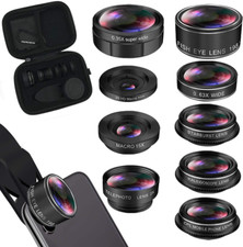 9in1 Phone Lens Kit: Zoom, Fisheye, Wide-Angle, Macro iPhone, Samsung, Android