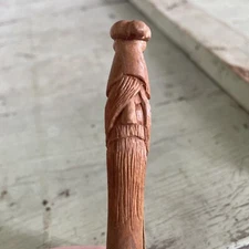Hand Carved Wood Clothespin Of Bearded Man Folk Art Face Signed G Summer 96
