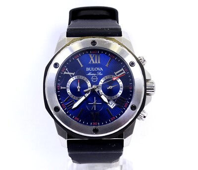 BULOVA 98B258 MARINE STAR Chronograph Blue Dial Stainless Steel