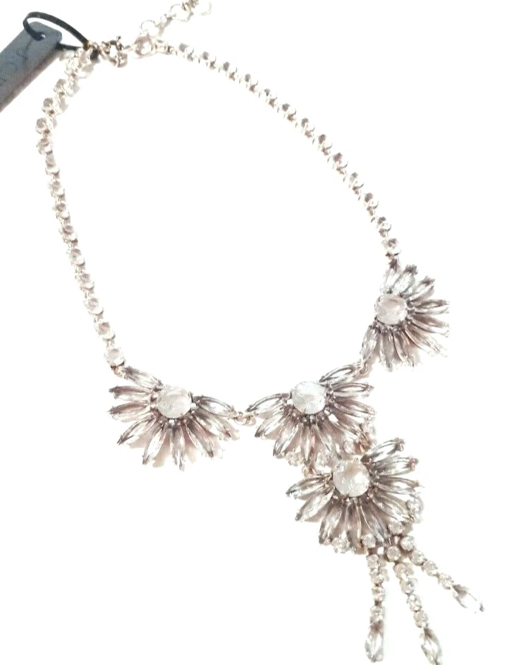 J.Crew Gem Fan Crystal Statement Necklace Crystal Gold Plated Brass AS557 NWT - Image 4 of 4