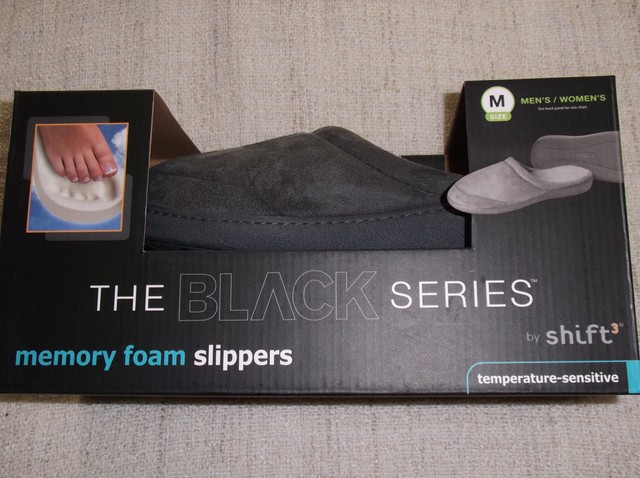 black series memory foam slippers