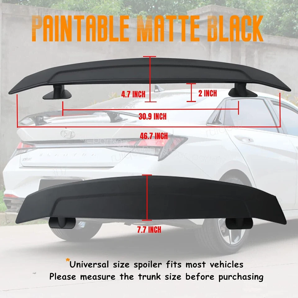 46" Matte Black For Hyundai Sonata 00-23 Rear Trunk Spoiler Wing GT Style Racing - Image 2 of 4