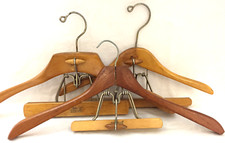 Setwell Hanger Wooden Suit French Collar Pant Skirt Clamp Vintage Lot of 3