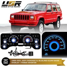 Blue Glow Gauge Black Overlay For 1999-2001 Jeep Cherokee Xj Instrument Cluster Blue Glow Gauge Black Overlay For 1999-2001 Jeep Cherokee Xj Instrument Cluster