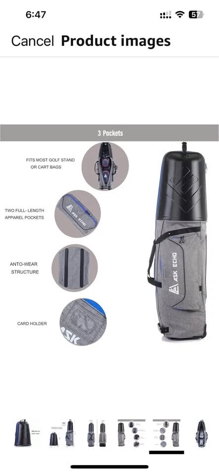 Bolsa de golf ASK ECHO con ruedas - caja abierta usada Foto 4 de 4