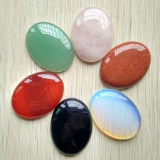Wholesale 6pcs/lot Mixed Natural Gemstone Oval CABOCHON Stone Beads 30x40mm