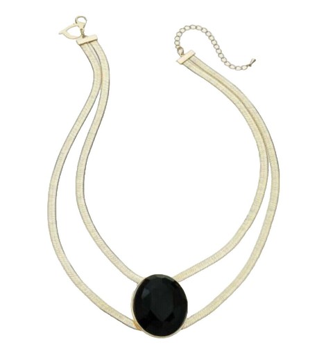 Black Onyx With Gold Bead 10kt Gold Necklace 17” | eBay 10k gold Black Onyx Beaded Elegant 17”Necklace main image 0
