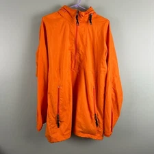 Vintage EMS Eastern Mountain Sports Jacket Anorak Size LG Orange Hiking Hooded