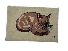 Vintage Blue Eyed Cat Needlepoint 9x13