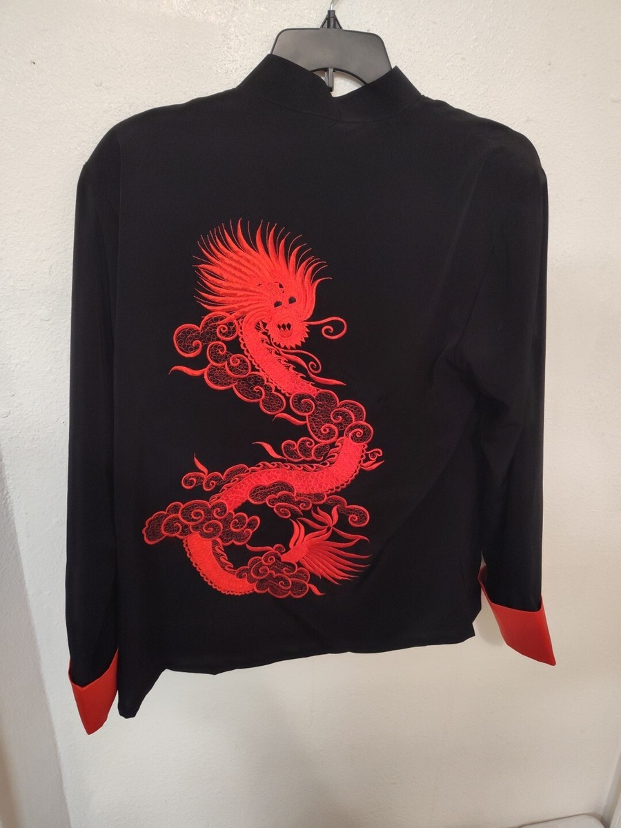 Red Black Dragon Jacket Size Large Oriental Traditional Anime | eBay