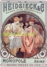Champagne Heidsieck & Cie Reims - Mucha début XXème - A3 plastifiée