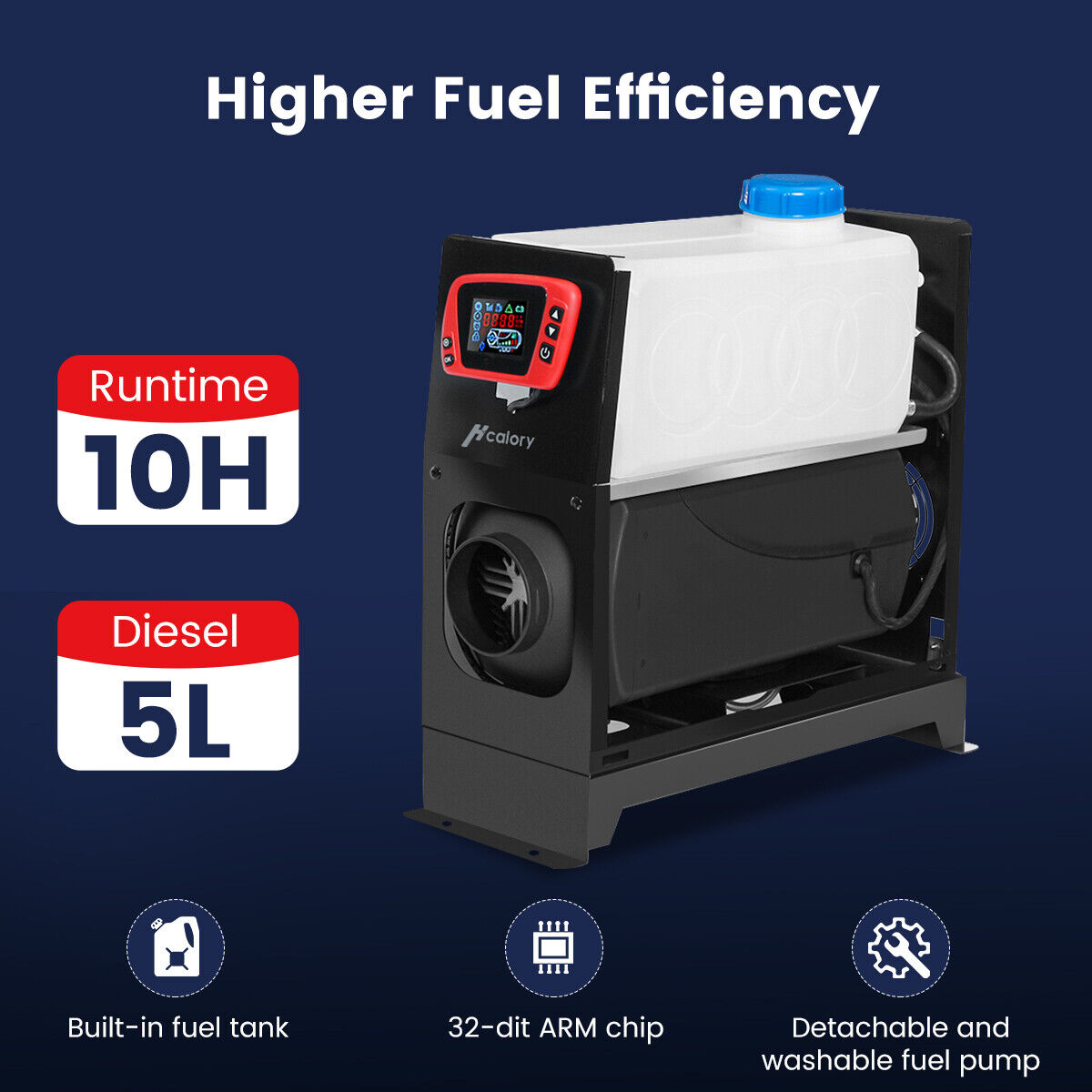 HCALORY 12V 5KW-8KW Diesel Air Heater with Remote Control LCD Bus