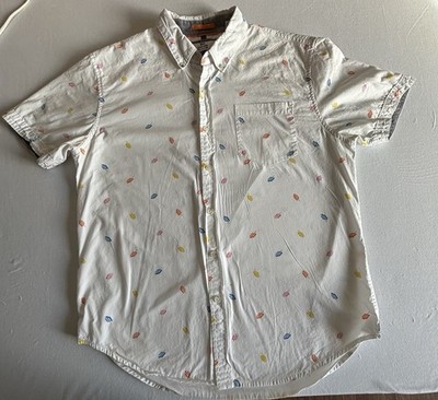 MBX Premium Goods Paradise Shirt Men s L White Short Sleeve Button Up
